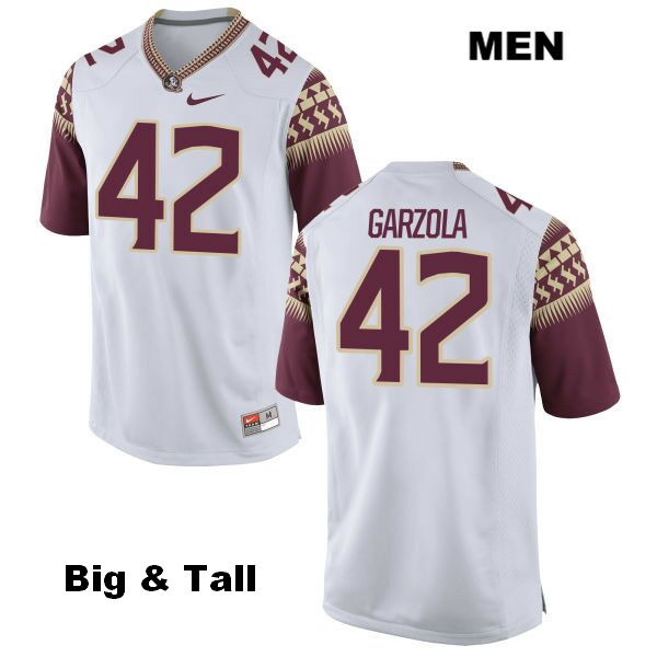 Men's NCAA Nike Florida State Seminoles #42 Richard Garzola College Big & Tall White Stitched Authentic Football Jersey KLO3169QQ